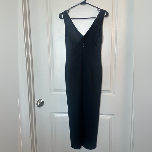 Abercrombie & Fitch Plunge V-Neck Midi Dress Sleeveless Side Slit Crepe Black, S - Picture 6 of 12